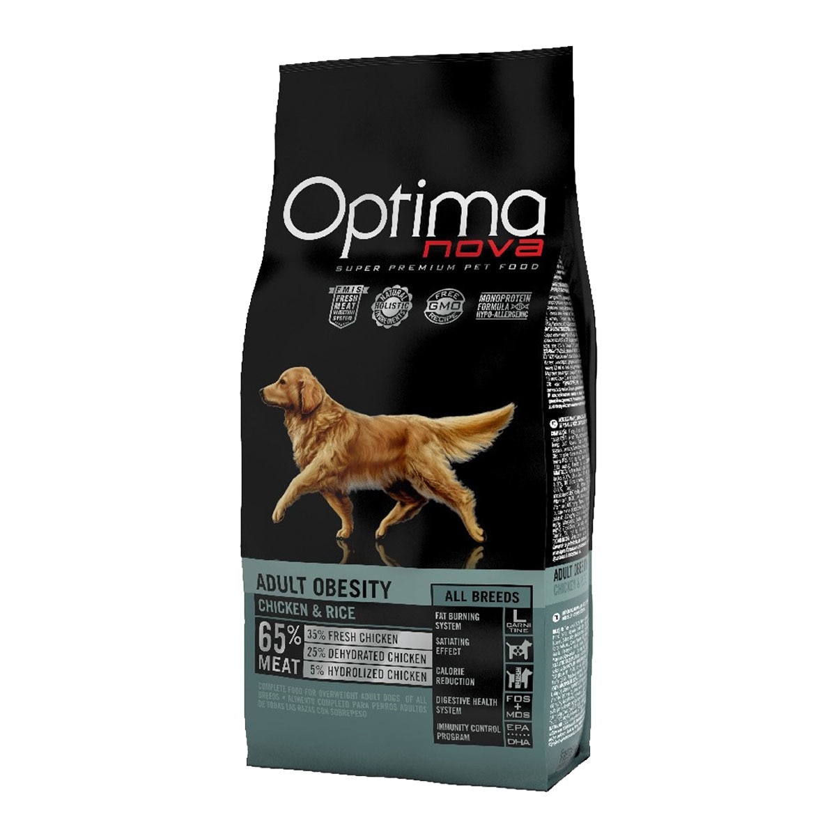 Optima Nova - Pienso para perros Optima Nova Adult Obesity pollo y arroz