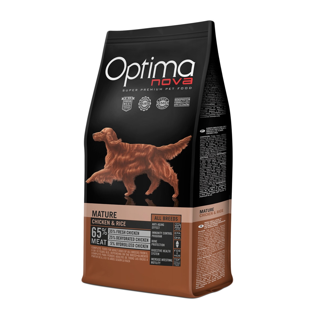 Optima Nova - Pienso para perros sénior +6 años Optima Nova pollo y arroz