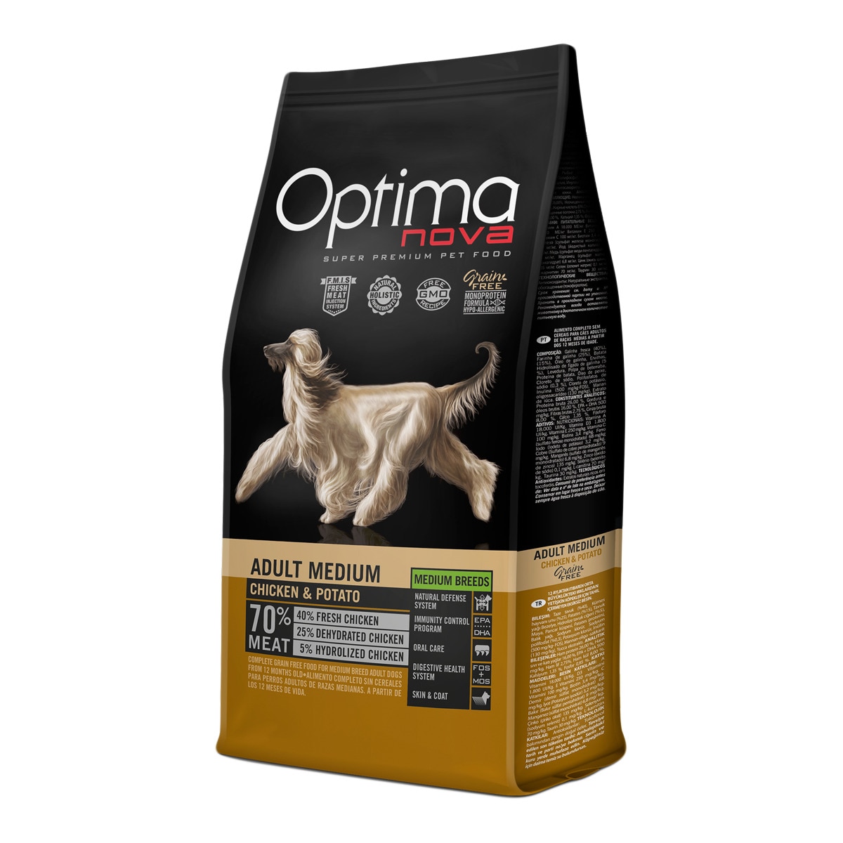 Optima Nova - Pienso para perros adultos medianos Optima Nova Grain Free pollo 12 Kg