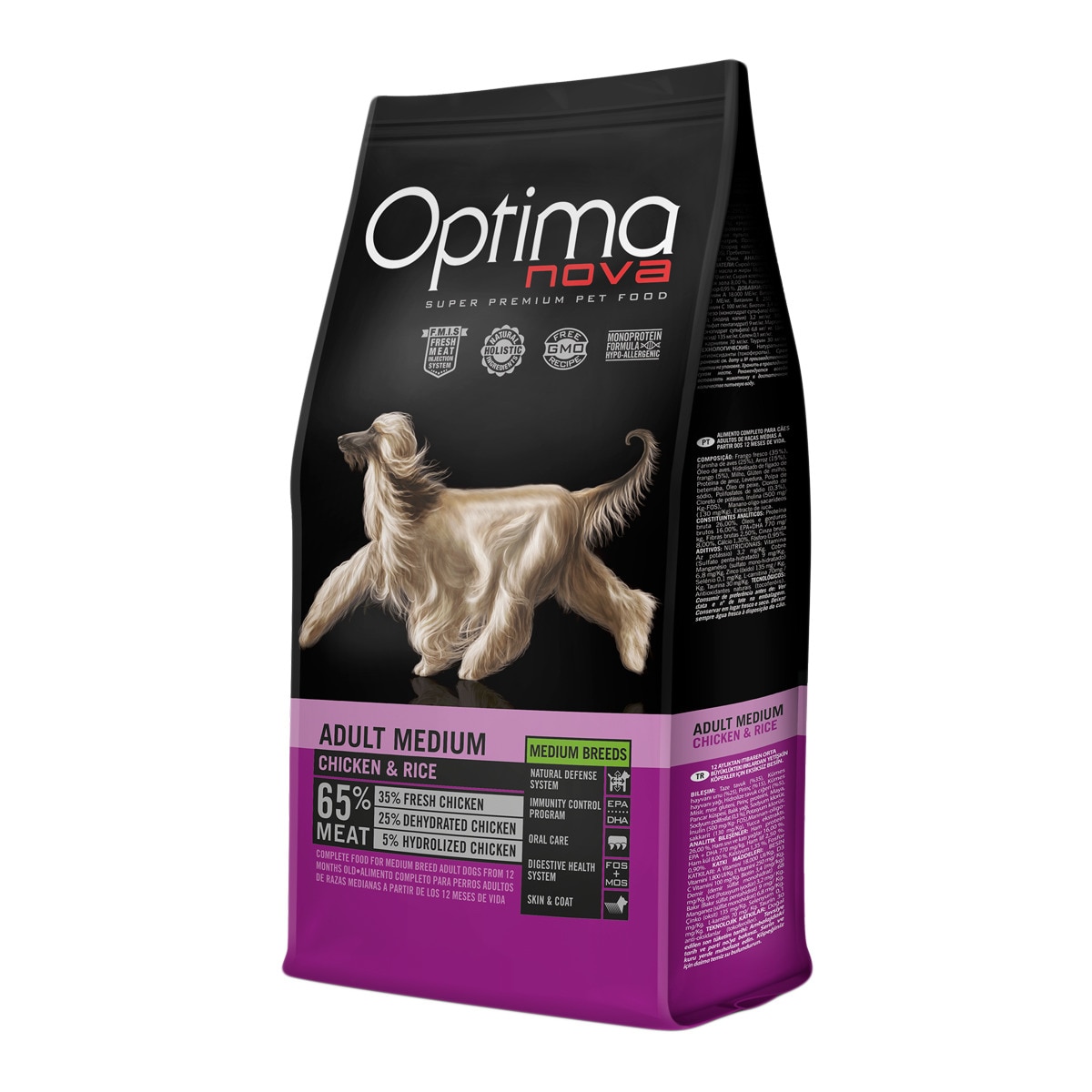Optima Nova - Pienso para perros adultos medianos Optima Nova pollo y arroz