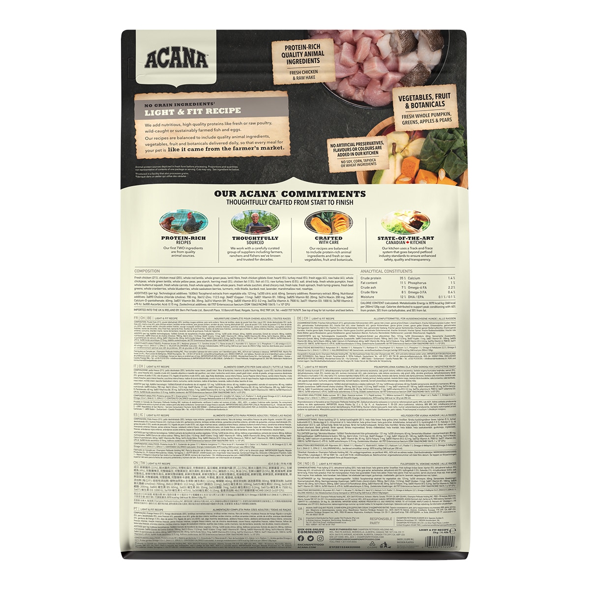 Pienso para perros adultos Light & fit Grain Free pollo Acana 2