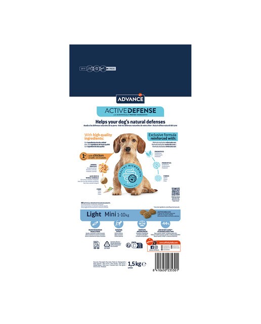 Pienso para perros adultos mini Advance Light pollo y arroz 4
