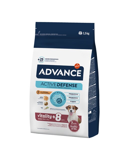 Advance - Pienso para perros sénior Advance Vitality Mini +8 años pollo