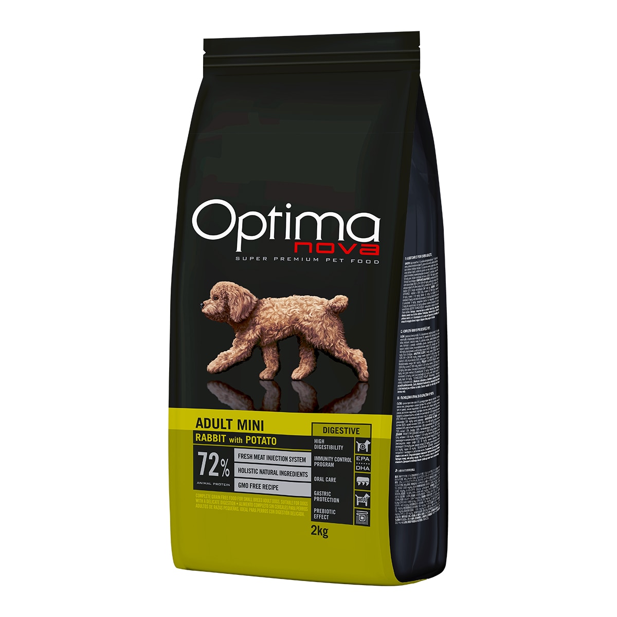 Imagen 1 de Pienso para perros adultos pequeños Óptima Nova mini conejo y patata 2 kg