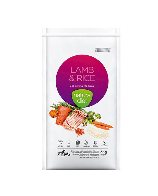 Natura Diet - Pienso para perros adultos Natura Diet cordero y arroz