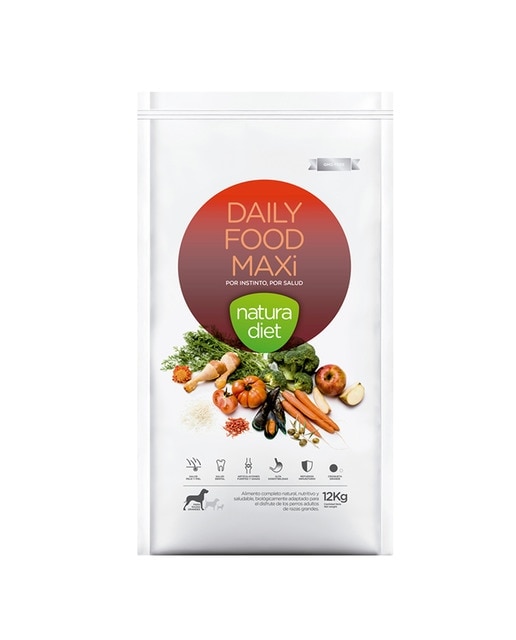 Natura Diet - Pienso para perros adultos grandes Natura Diet Daily Food Maxi pollo y arroz 12 kg.