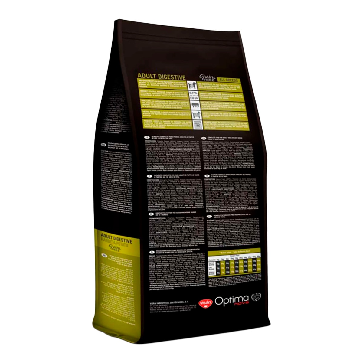 Imagen 2 de Pienso para perros adultos Optima Nova Adult Digestive conejo y patata 12 Kg