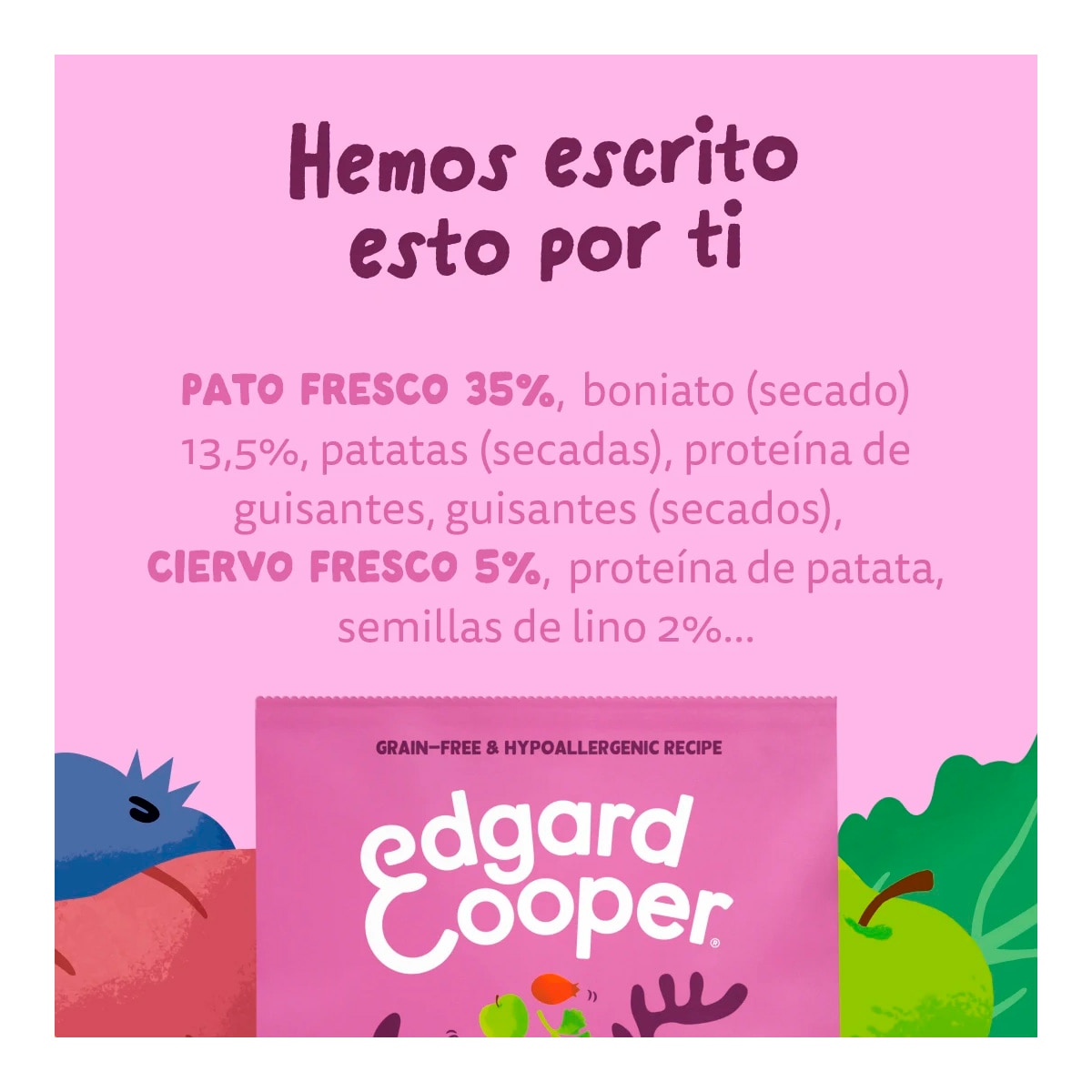 Imagen 6 de Pienso para perros adultos pequeños y medianos Edgard & Cooper venado y pato 2,5 kg