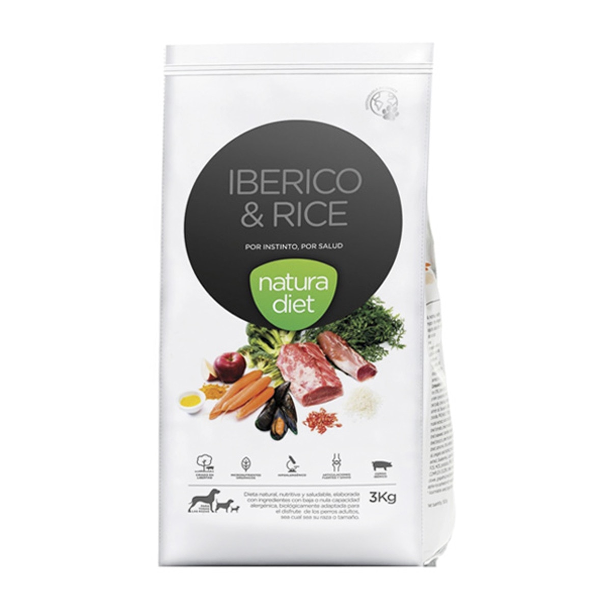 Natura Diet - Pienso para perros adultos Natura Diet cerdo ibérico y arroz