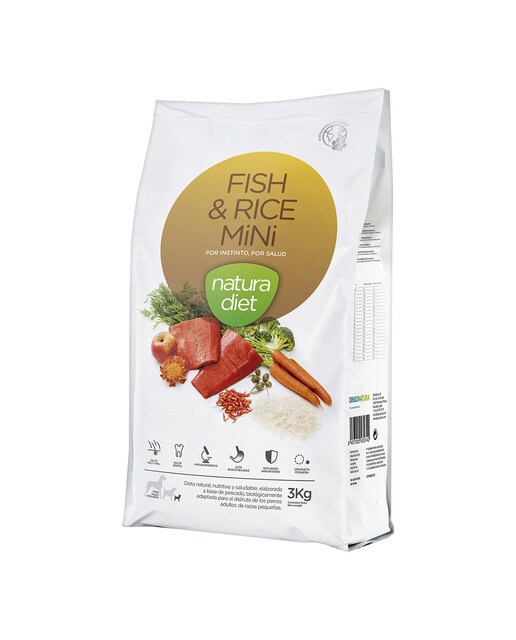 Natura Diet - Pienso para perros adultos minis Natura Diet pescado y arroz 3 kg