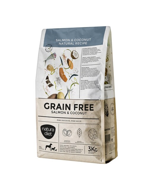 Natura Diet - Pienso para perros adultos Natura Diet Grain Free salmón y coco 3 kg