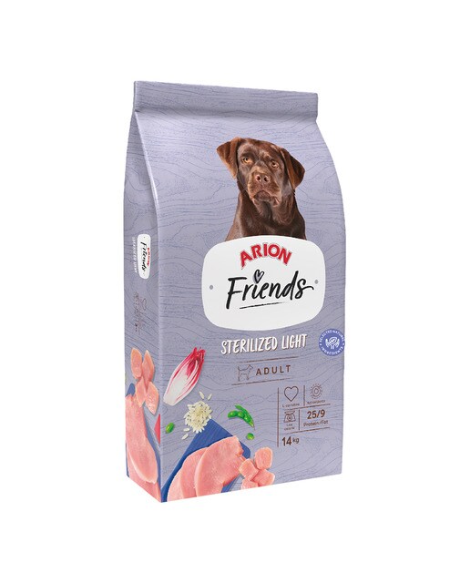 Arion Friends - Pienso para perros adultos esterilizados Arion Friends Light carne