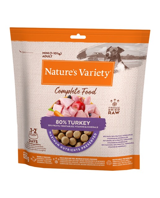 Nature's Variety - Pienso para perros adultos minis Nature's Variety Complete Food pavo liofilizado 120 g