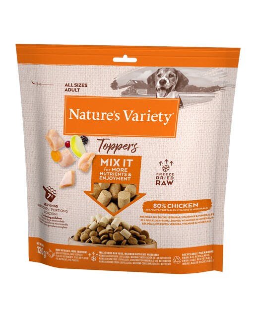 Nature's Variety - Toppers para perros adultos Nature's Variety pollo liofilizado 120 g