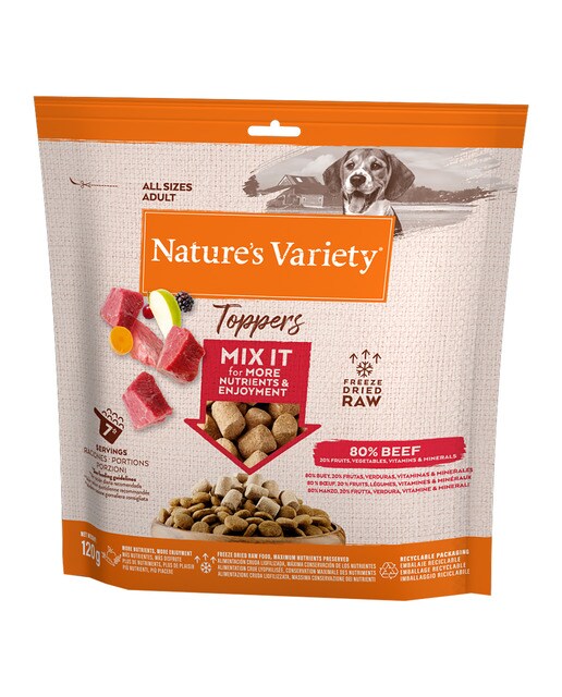 Nature's Variety - Toppers para perros adultos Nature's Variety buey liofilizado 120 g