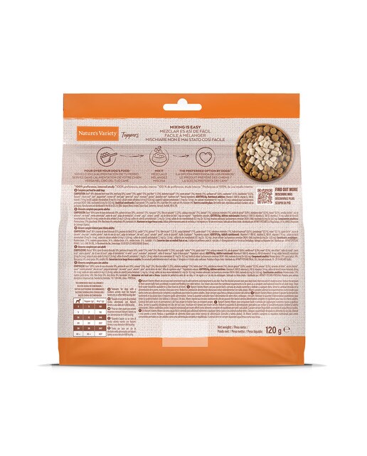 Toppers para perros adultos Nature's Variety buey liofilizado 120 g 2