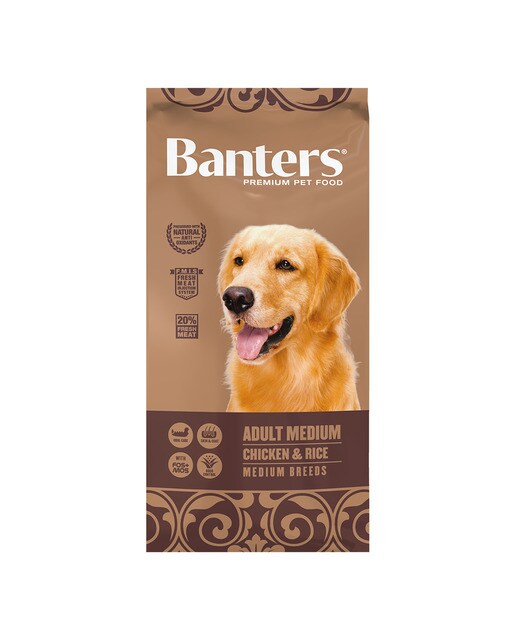 Banters - Pienso para perros adultos medianos Banters pollo y arroz