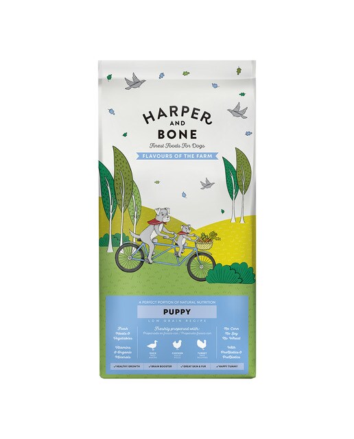 Harper and Bone - Pienso para perros cachorros Harper and Bone sabores de granja pato, pollo y pavo