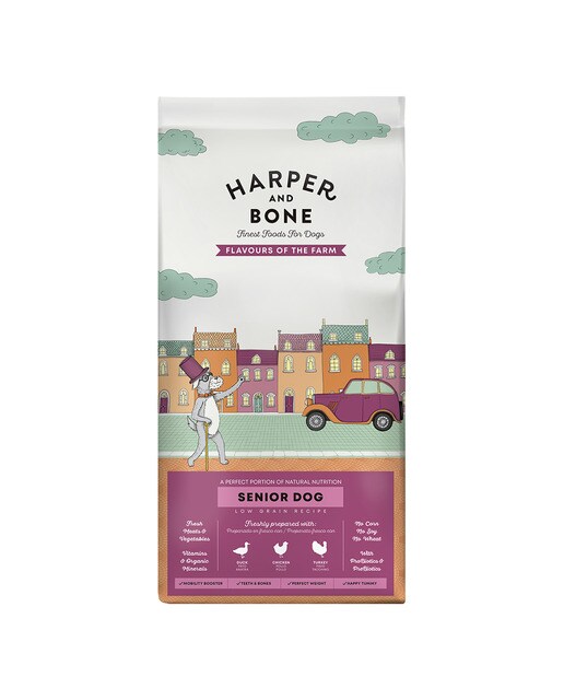 Harper and Bone - Pienso para perros senior Harper and Bone sabores de granja pato, pollo y pavo 2 kg