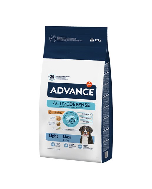Advance - Pienso para perros adultos grandes Advance Maxi pollo y arroz Light 12 kg