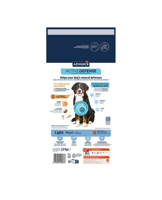 Pienso para perros adultos grandes Advance Maxi pollo y arroz Light 12 kg 4