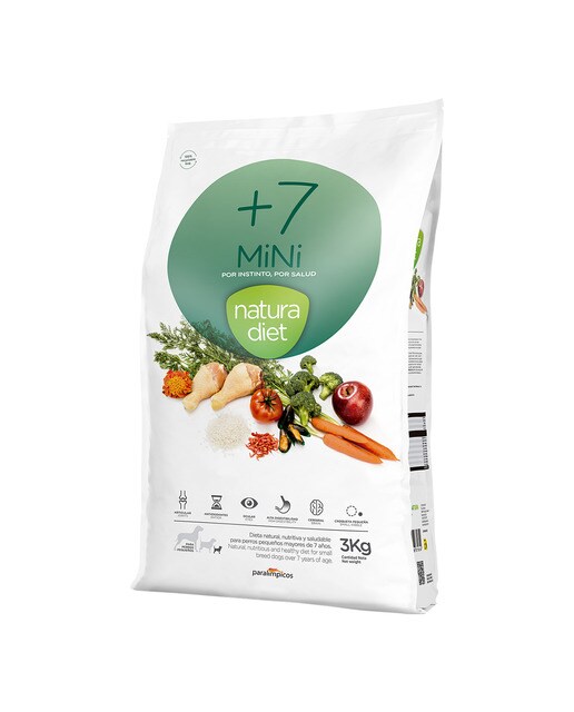 Natura Diet - Pienso para perros sénior mini Natura Diet +7 pollo 3 kg