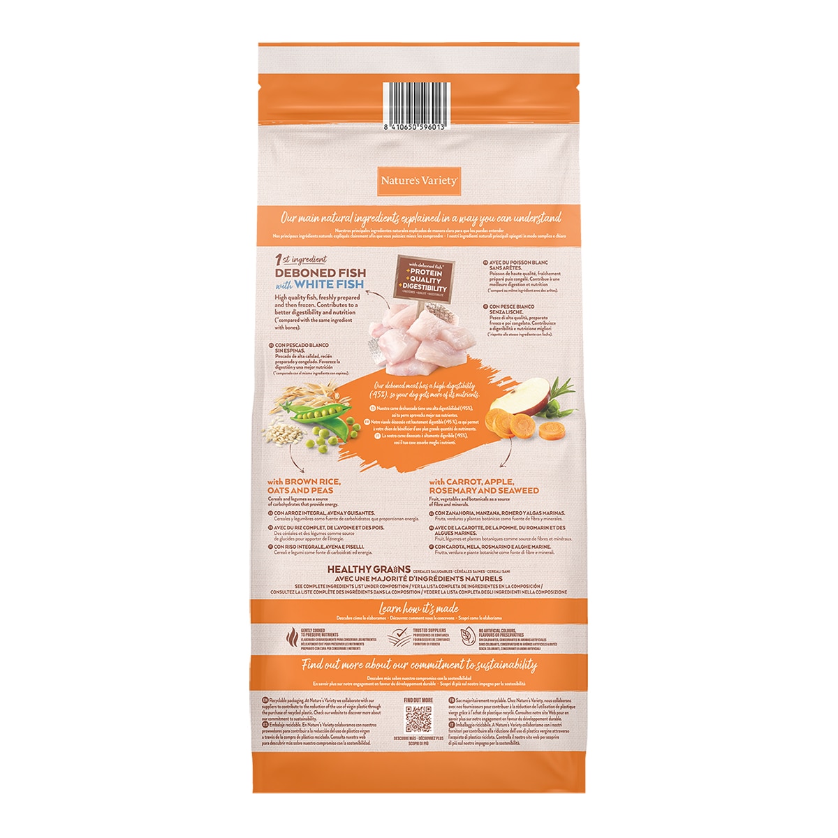 Pienso para perros adultos medianos y grandes Nature's Variety Healthy Grain pescado blanco 3