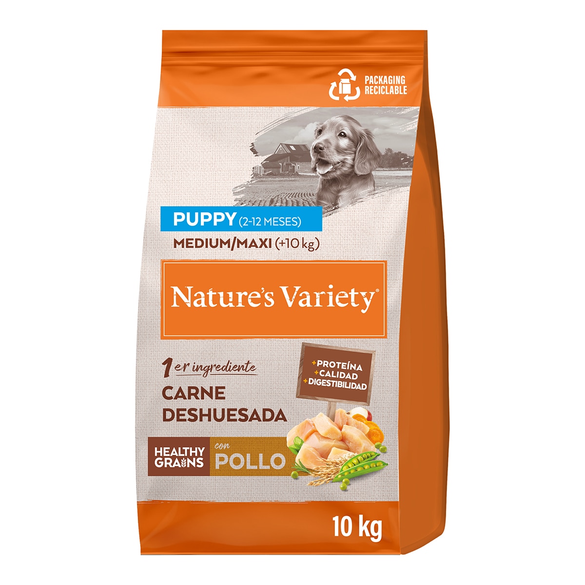 Nature’s Variety – Pienso para perros cachorros medianos y grandes Healthy Grains Nature’s Variety pollo. 10 Kg