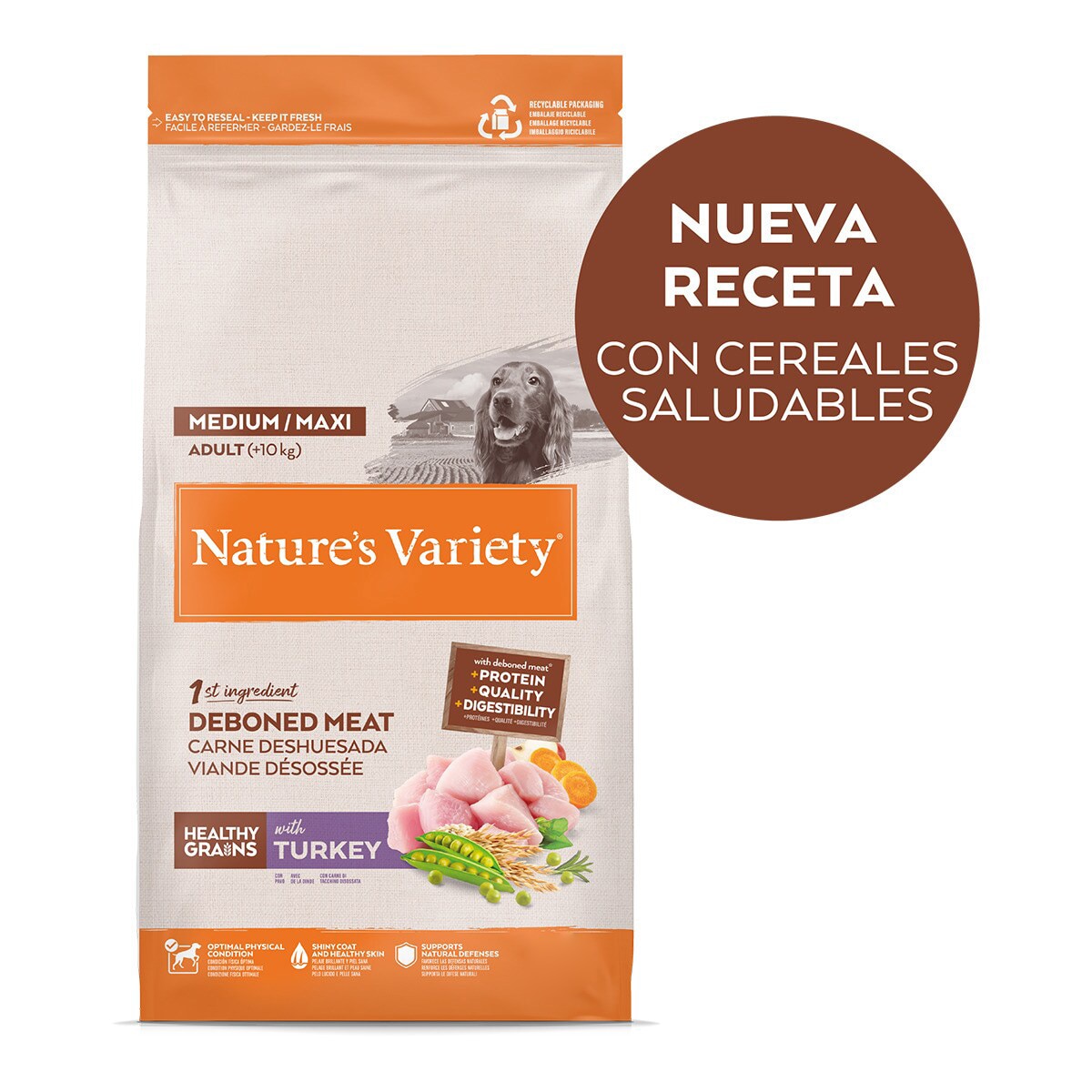 Pienso para perros adultos medianos y grandes Nature's Variety Healthy Grains pavo 2