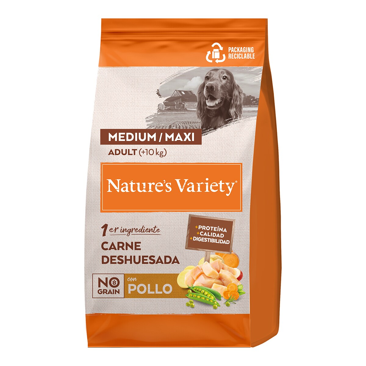 Pienso para perros adultos medianos y grandes Nature's Variety No Grain pollo 1