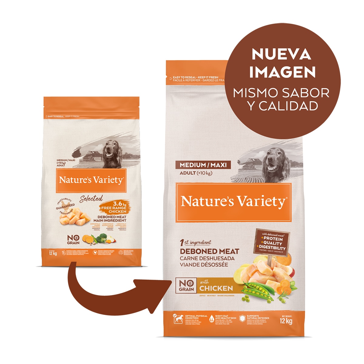 Imagen 2 de Pienso para perros adultos medianos y grandes Nature's Variety No Grain pollo