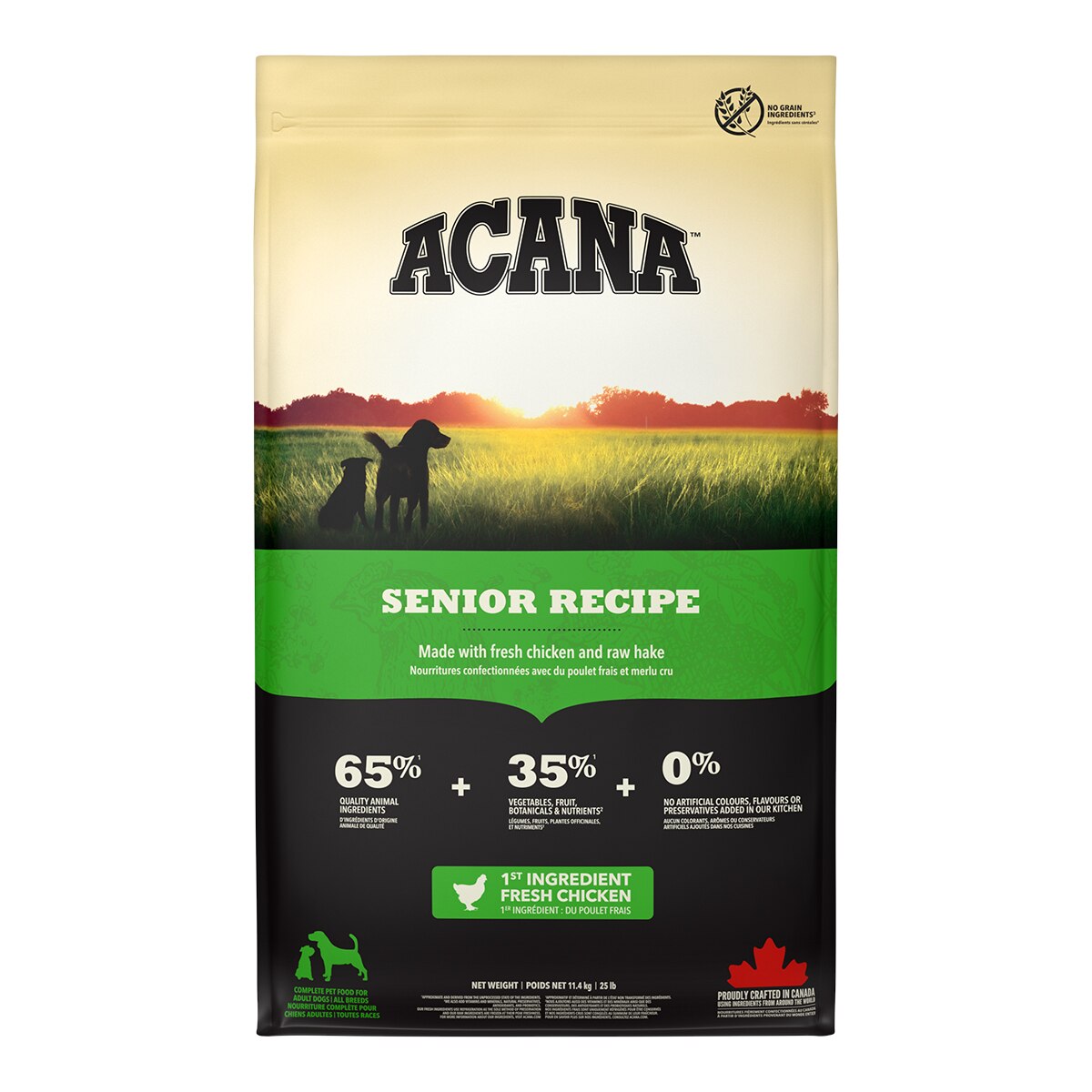 Acana – Pienso para perros Sénior sabor pollo Acana 11,4 kg.