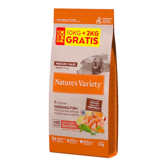 Pienso para perros adultos medianos y grandes Nature's Variety No Grain salmón