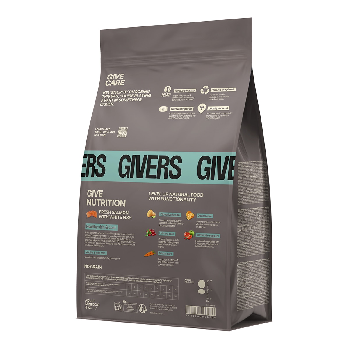 Pienso para perros adultos medianos y grandes Givers salmón fresco y pescado blanco 3