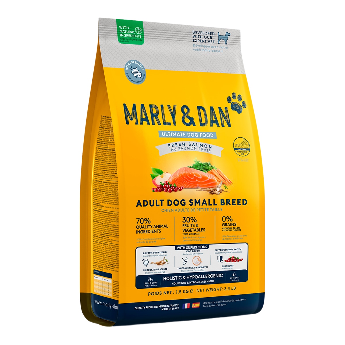 Imagen 1 de Pienso para perros adultos minis y pequeños Marly and Dan salmón 1,5 kg