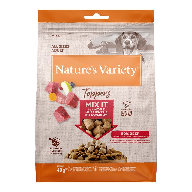 Toppers para perros adultos Nature`s Variety buey liofilizado 40 g