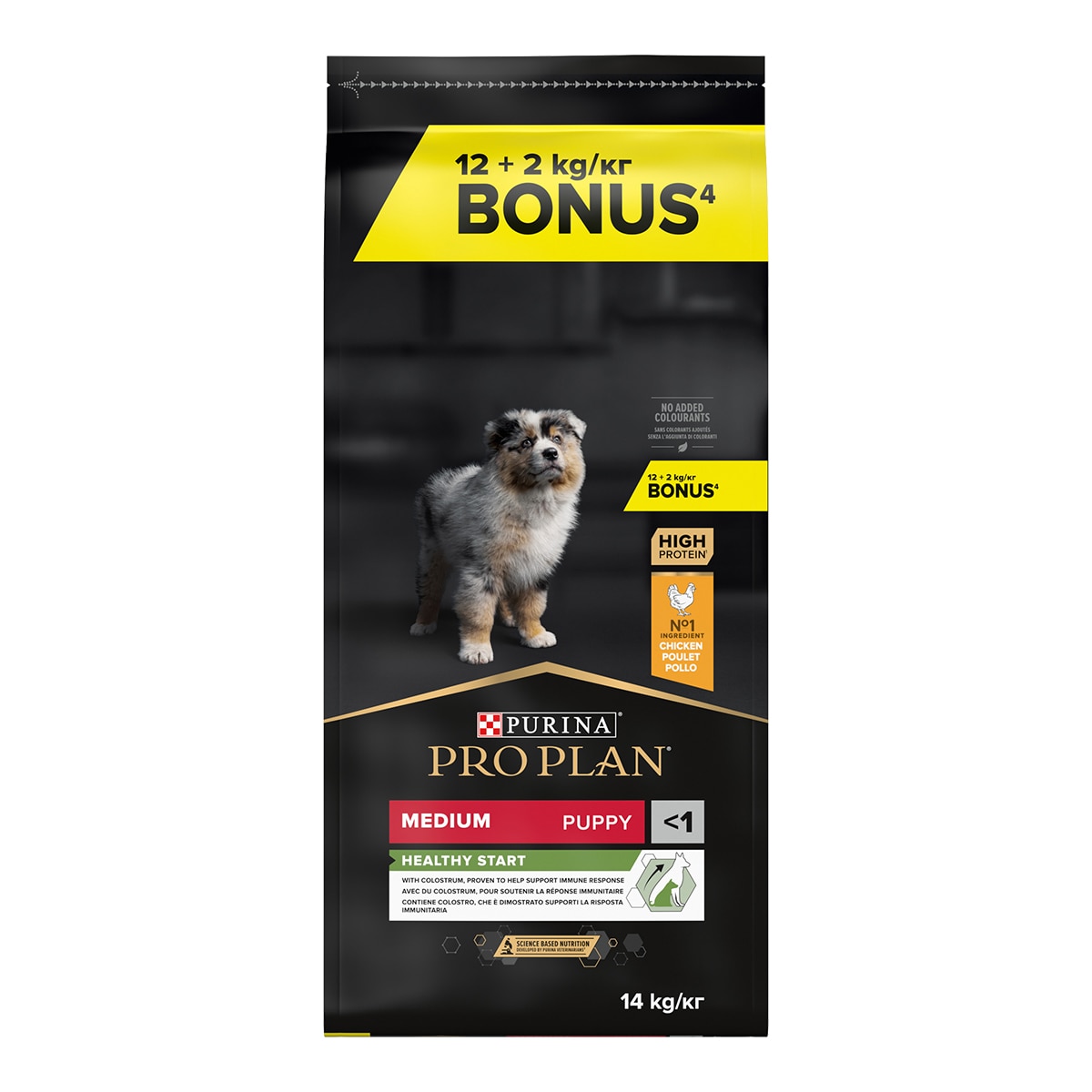Imagen 0 de Pienso para perros cachorros medianos Pro Plan pollo 12 + 2 kg