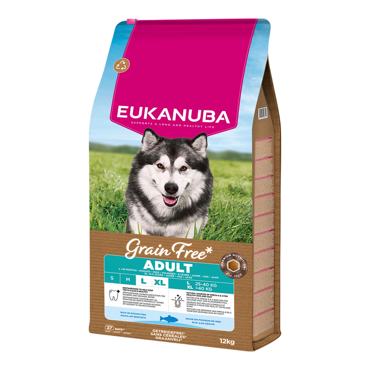 Imagen 0 de Pienso para perros adultos grandes y gigantes Eukanuba pescado azul grain free 12 kg