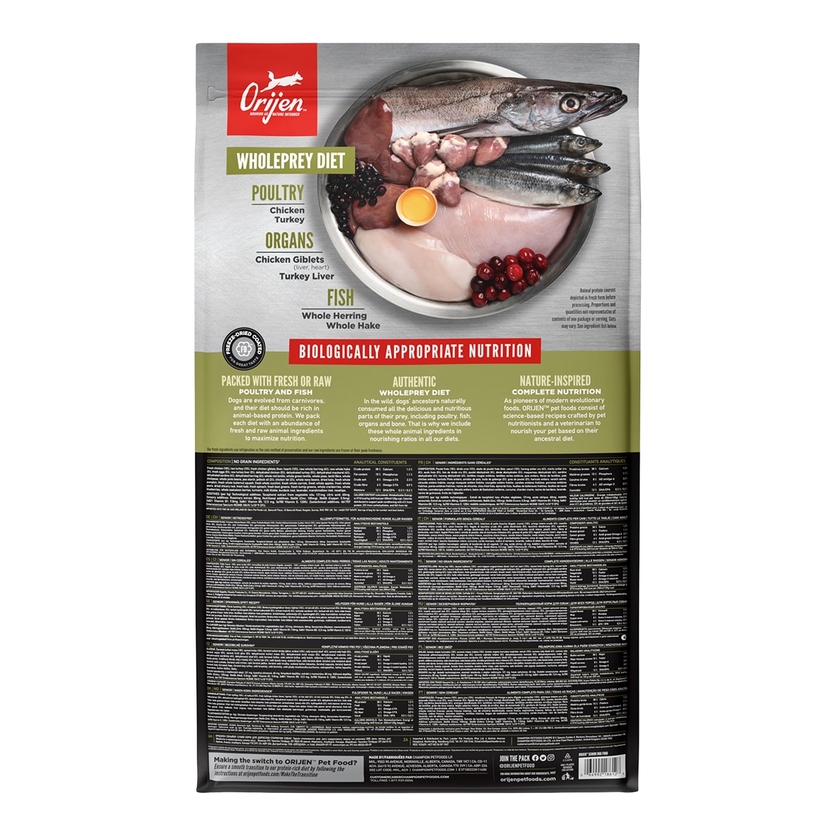 Pienso para perros sénior sabor pollo, pavo y pescado Orijen 11,4 kg 2