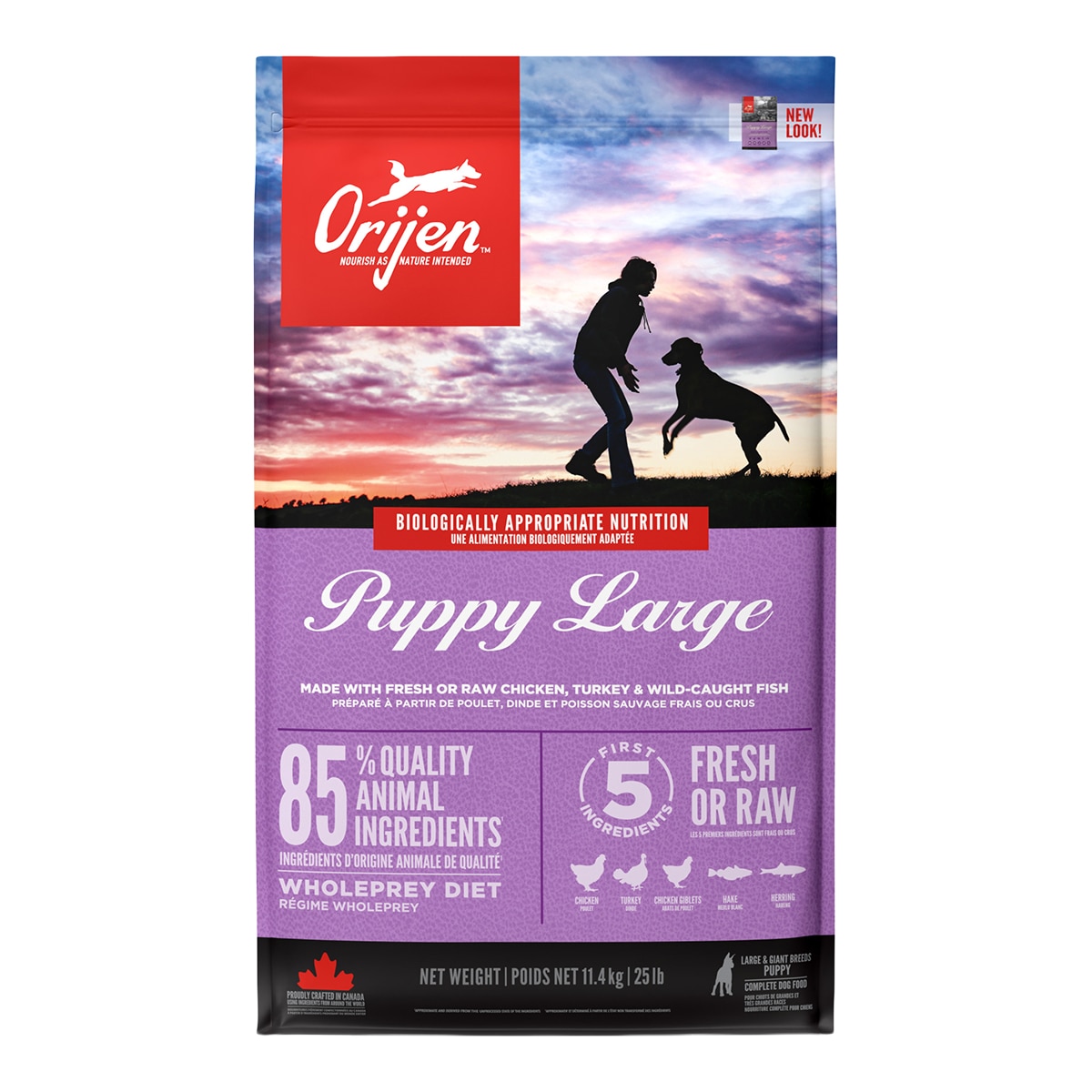 Imagen 0 de Pienso para perros cachorros grandes sabor pollo, pavo y pescado Orijen 11,4 kg