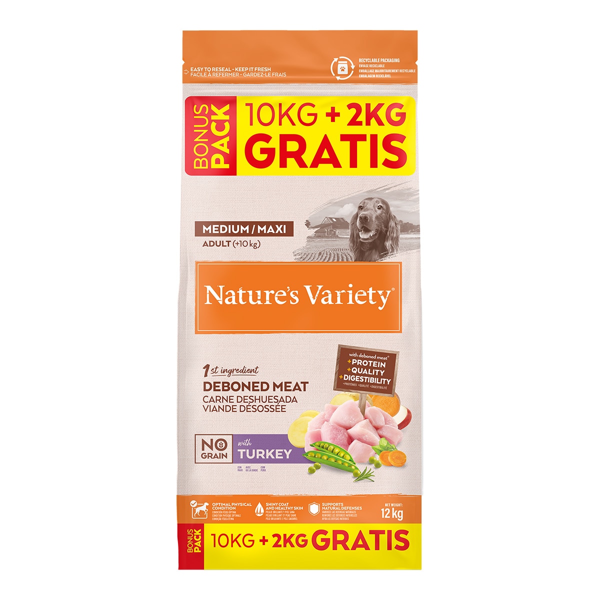 Imagen 3 de Pienso para perros adultos sabor pavo Natures Variety 10 +2 kg