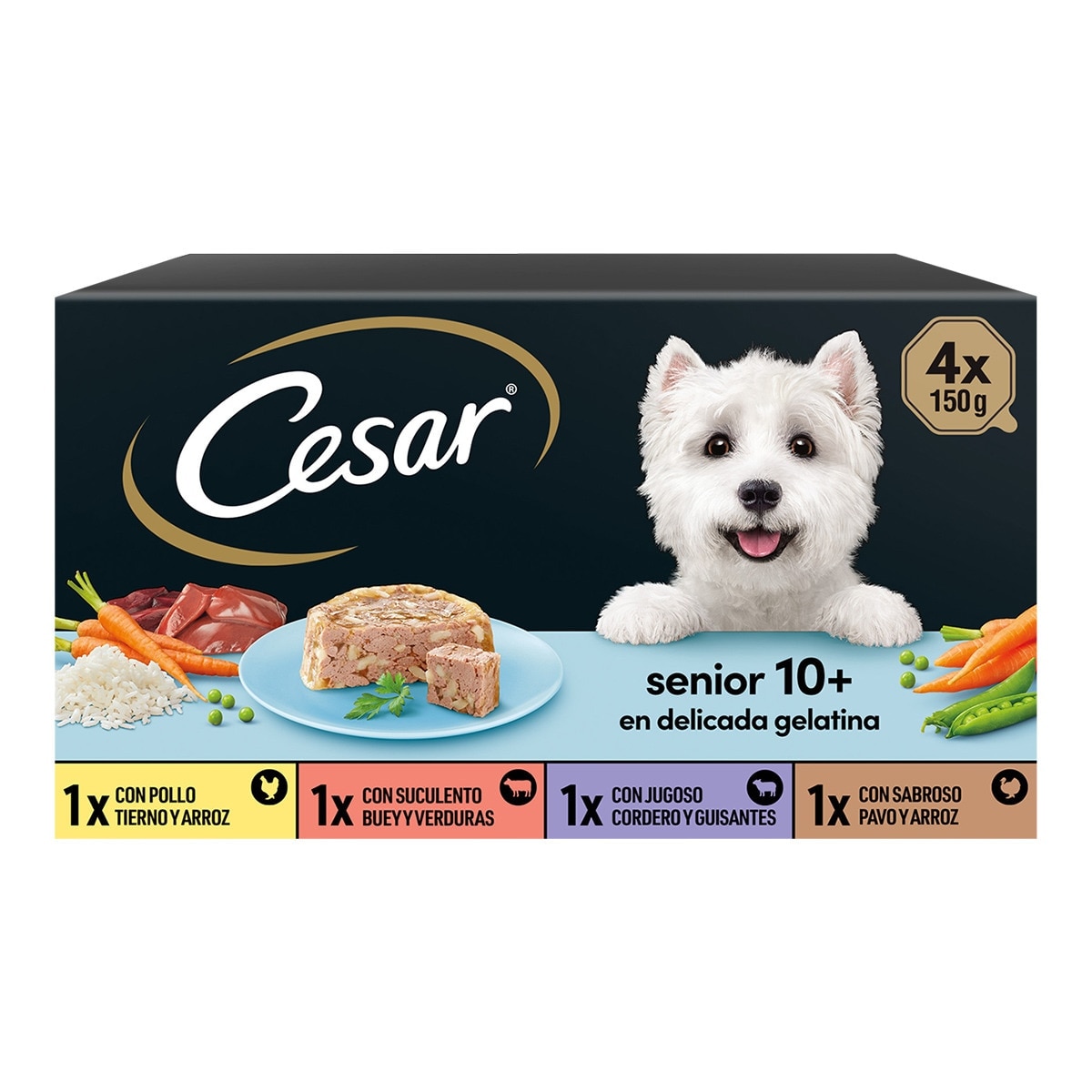 Cesar - Comida húmeda para perros sénior Cesar +10 pack 4 x 150 g