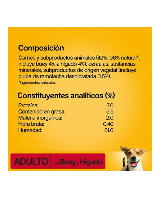 Comida húmeda para perros adultos Pedigree paté buey 300 g 2