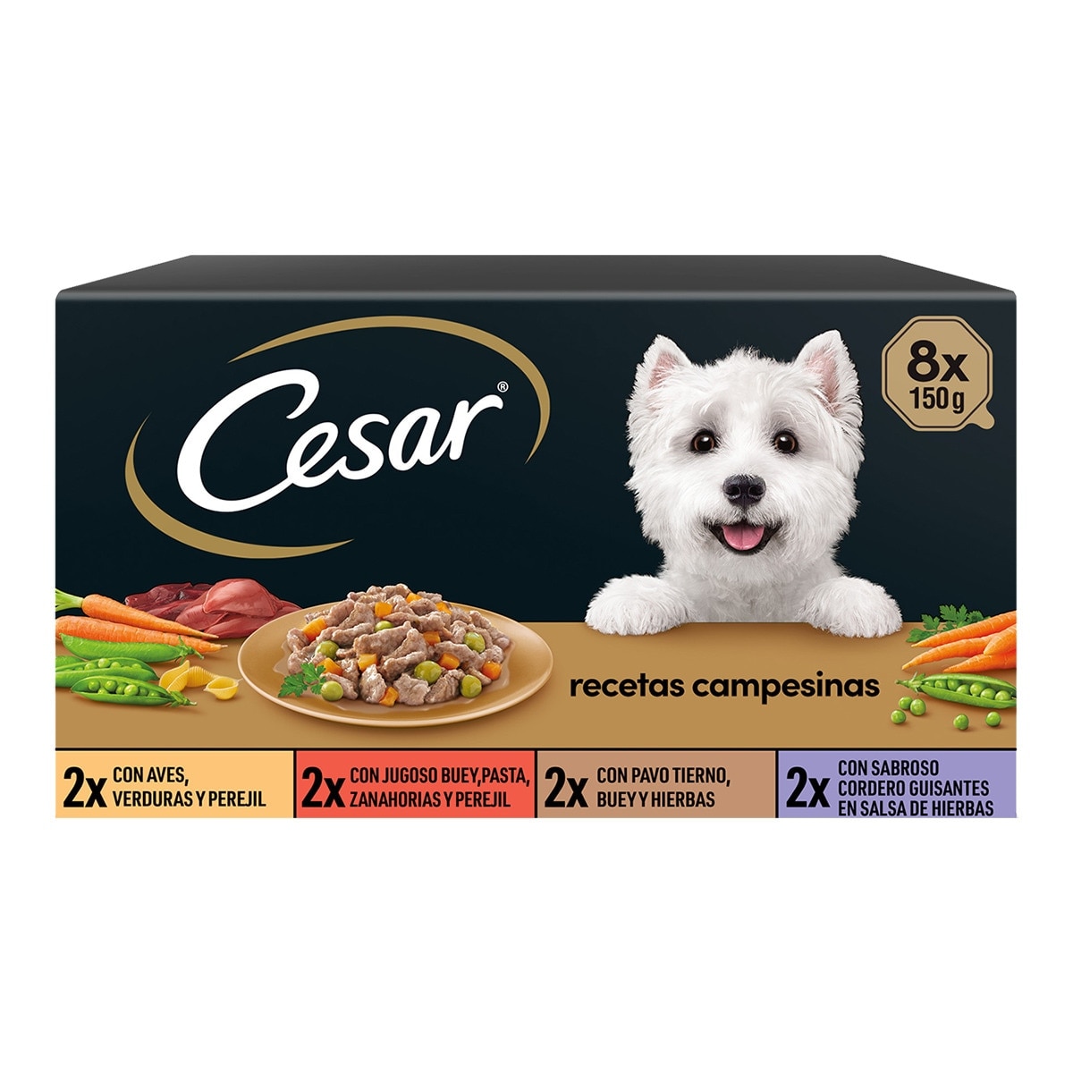 Cesar - Comida húmeda para perros adultos Cesar MultiPack en salsa recetas campesinas