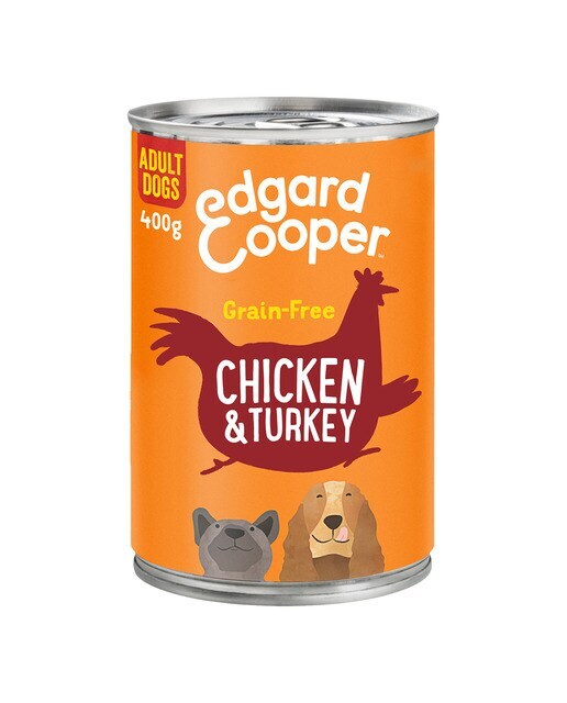 Comida húmeda para perros adultos Pequeños Medianos Grandes Edgard & Cooper paté pollo y pavo 400 g