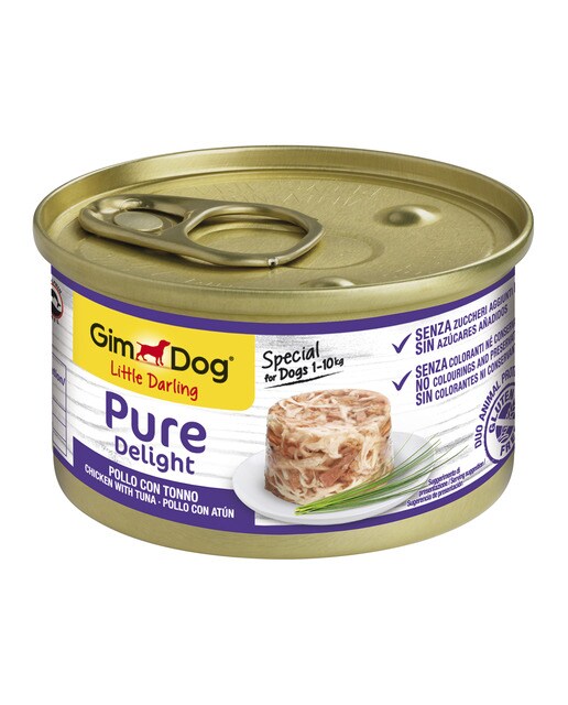 Gimdog - Comida húmeda para perros minis y pequeños GimDog Pure Delight gelatina pollo con atún 85 g