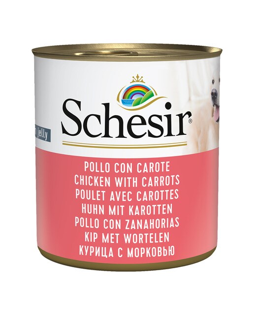 Schesir - Comida húmeda para perros adultos Schesir gelatina pollo con zanahoria 285 g