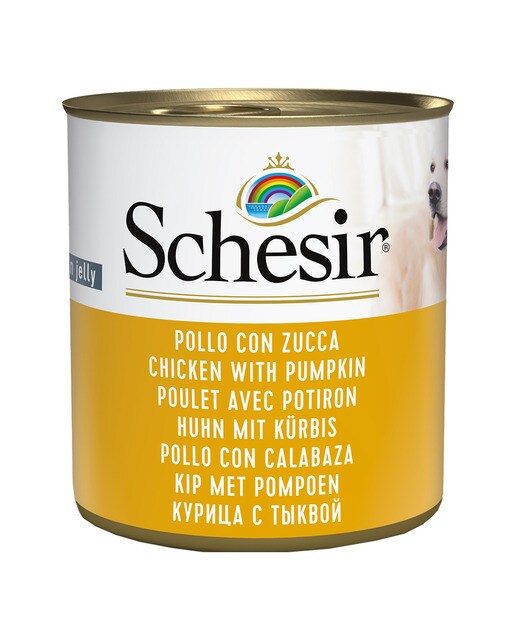 Schesir - Comida húmeda para perros adultos Schesir gelatina pollo con calabaza 285 g