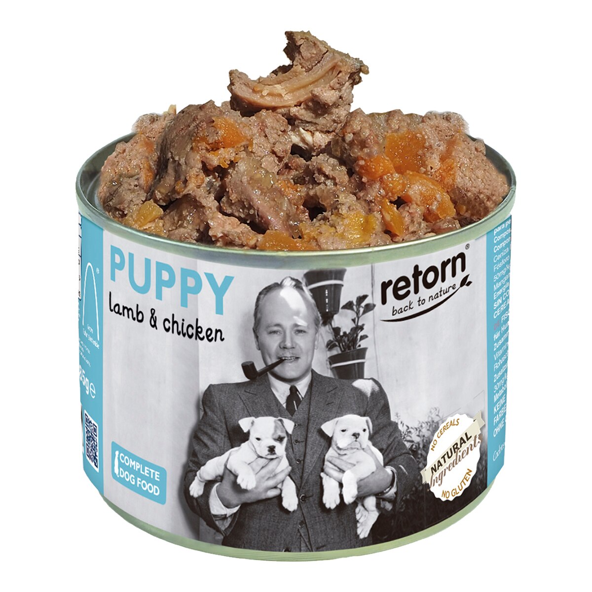 Comida húmeda para perros cachorros Retorn trozos cordero y pollo 185 g 2