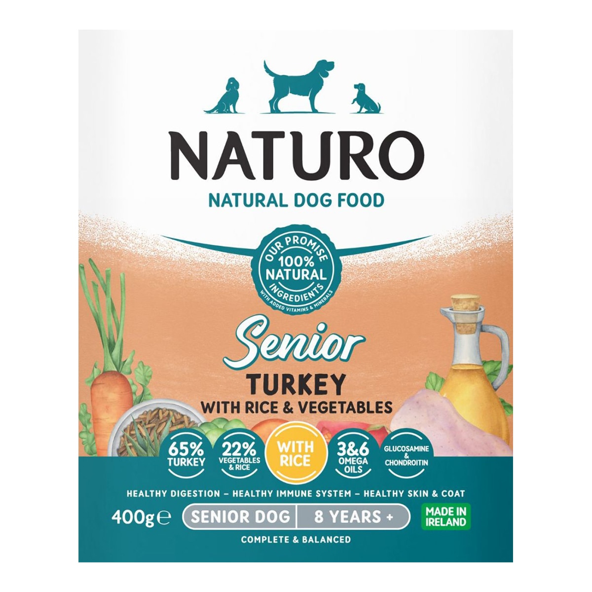 Imagen 0 de Comida húmeda para perros sénior Naturo paté pavo y arroz 400 g